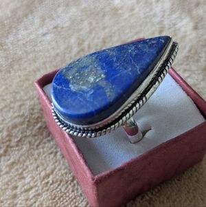 Handcrafted Unisex Lapis Lazuli Oversized Teardrop Ring (10)